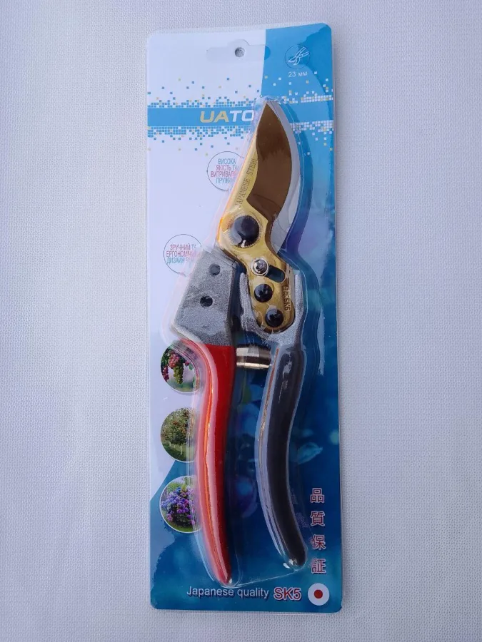 Forbici da giardino professionali Uatool, lama rivestita in titanio, taglio 23 mm — per alberi, arbusti e vite