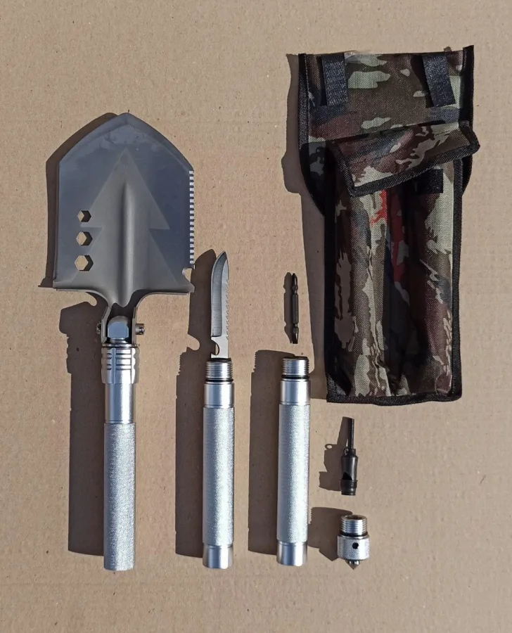 Folding Multi-Functional Shovel — a Compact Tool for Gardening, Fishing, and Camping