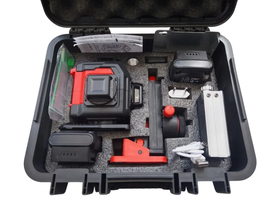 Laser-Niveau Technopromin 4D Premium, 16 Linien 4×360°, grüner Strahl, selbstnivellierend