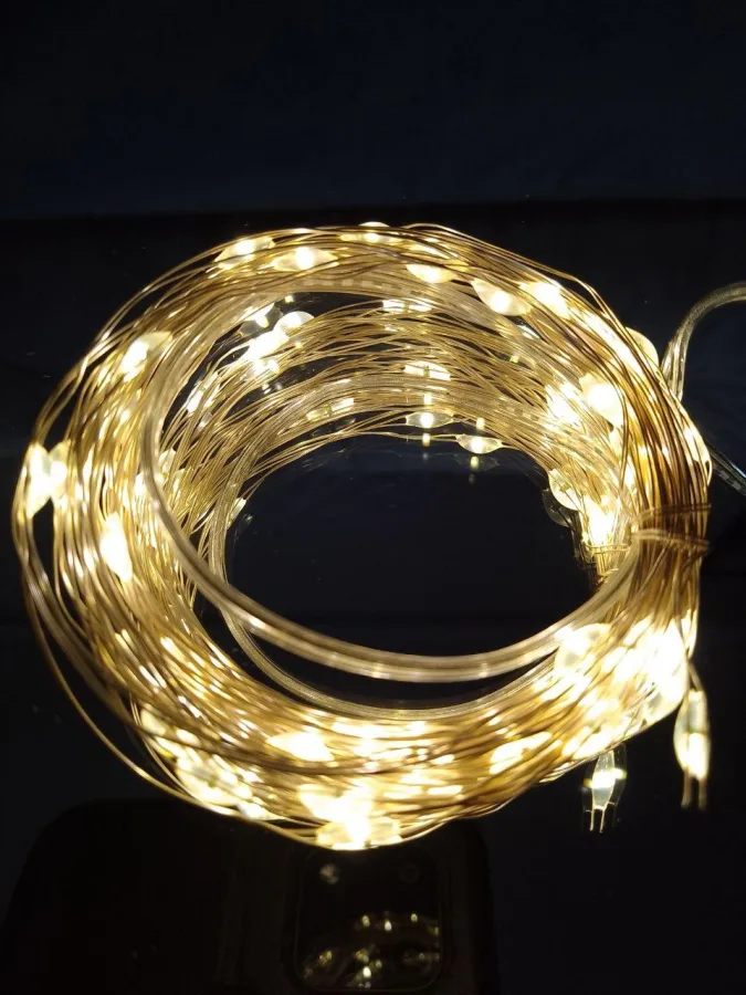 Battery-operated garland "LED drops" 5 m, 50 LED, warm white color — buy for room decor