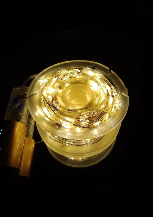 Guirlanda USB "gotas de LED" 50 m, 500 LED, branco quente, 8 modos + controle remoto