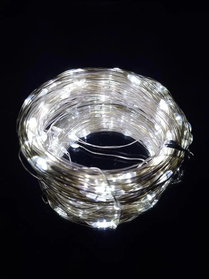 USB-Girlande "LED-Tropfen" 20 m, 200 LED, kaltweiß, 8 Modi + Fernbedienung