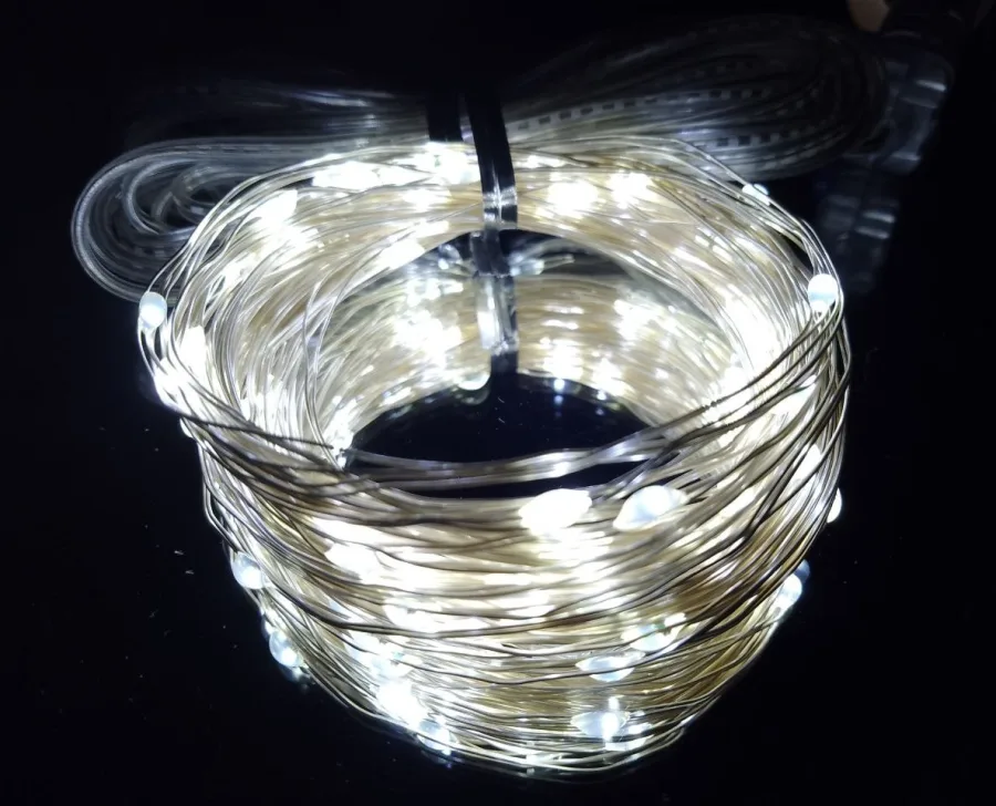 USB-Girlande "LED-Tropfen" 10 m, 100 LED, kaltweiß, 8 Modi + Fernbedienung