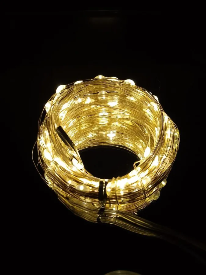USB-Girlande "LED-Tropfen" 20 m, 200 LED, warmweiß, 8 Modi + Fernbedienung
